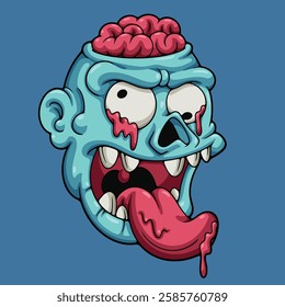 brains zombie cartoon illustration style