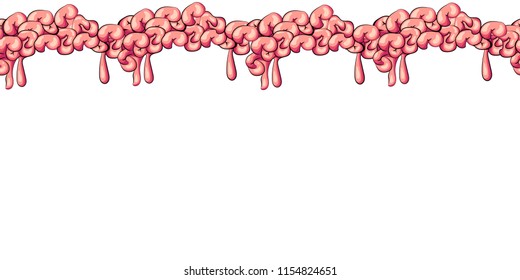The brains of zombies are draining. The pattern is seamless. Holiday Halloween. Vector illustration.