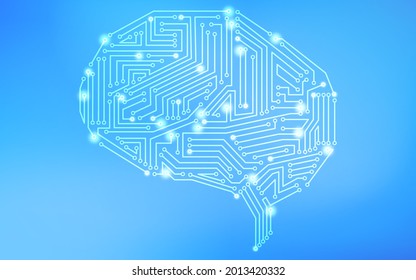 Brain-shaped electronic circuitry in the image of artificial intelligence (AI).