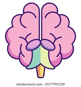 Brainstem Icon - Lineal Color Style - Brain Theme