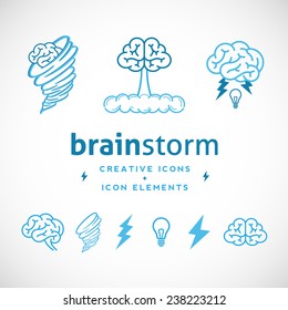 Brainstorm Abstract Creative Logo Template Or Icons And Elements Set Isolated