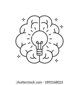 Brainstorm black line icon. Creating new idea. Sign for web page, app. UI UX GUI design element. Editable stroke