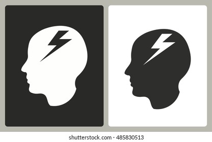 Brainstorm - black and white icons. Vector illustration.