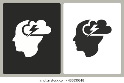 Brainstorm - black and white icons. Vector illustration.