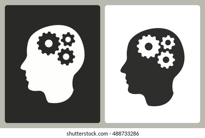 Brainstorm - black and white icons. Vector illustration.