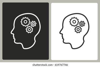 Brainstorm - black and white icons. Vector illustration.
