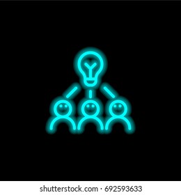 Brainstorm blue glowing neon ui ux icon. Glowing sign logo vector