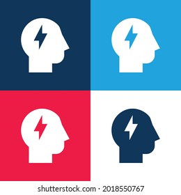 Brainstormblau und Rot, vier Farben minimaler Icon-Set