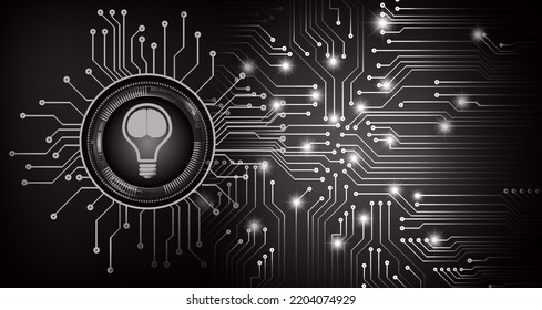 Brainstorm, Brain. Bulb Ideas Light Abstract Technology background