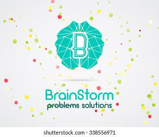 Brainstorm, brain, creation and idea logo template and elements. Solve problems business company logotype. Creative agency brand identity. Vector illustration