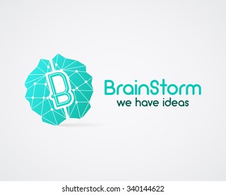 Brainstorm, brain, creation and idea logo template and elements. Solve problems, idea creation business company logotype. Creative agency brand identity. Brain icon concept. Vector.