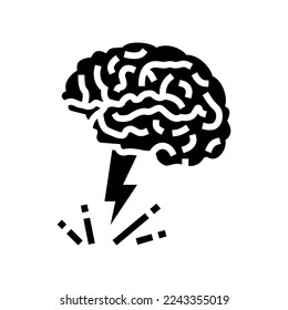 Brainstorm Hirnglyph Symbol Vektor. Brainstorm Hirnzeichen. einzelne Symbolillustration