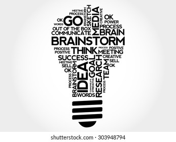 Brainstorm bulb word cloud, business concept