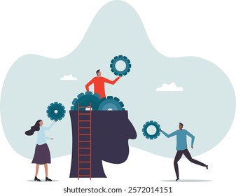 Brainstorm for business solution, teamwork or mindset to success, wisdom, creativity or working process for new idea,business concept.flat character.