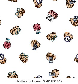brainstorm business team think vector seamless pattern thin line illustration