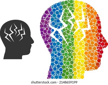 Brainstorm collage icon of round dots in different sizes and spectrum colorful color tints. A dotted LGBT-colored brainstorm for lesbians, gays, bisexuals, and transgenders.