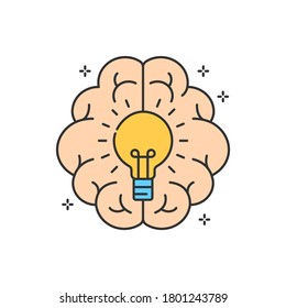 Brainstorm color line icon. Creating new idea. Sign for web page, app. UI UX GUI design element. Editable stroke.