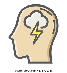 Brainstorm colorful line icon, business and idea, vector graphics, a filled pattern on a white background, eps 10.