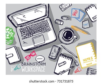 Brainstorm concept. Business and idea flat design. Hand drawn doodle sketch. - Powered by Shutterstock - Get 15% off with code: PIKWIZARD15