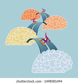 Brainstorm concept design. Isolated on blue background.