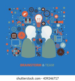 Brainstorm concept design on blue background,vector