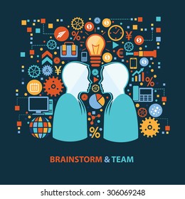 Brainstorm concept design on dark background,clean vector