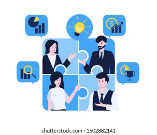 Brainstorm concept. Illustration of team thinking and brainstorming