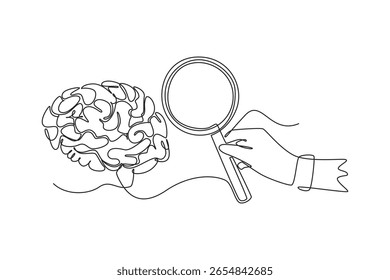 Conceito de tempestade cerebral. Design de desenho de linha única. Ilustração gráfica vetorial