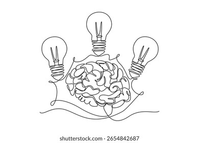 Brainstorm-Konzept. Einzeiliges Zeichnungsdesign. Vektorgrafik