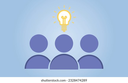 Brainstorm or creation with cartoon yellow bulb. on blue background.Vector Design Illustration.