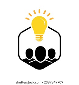 brainstorm or creation with cartoon yellow bulb. metaphor of easy e-learning or start up and approach in problem solving. flat simple trend modern logotype graphic design isolated on white background