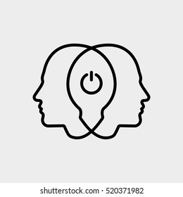 Brainstorm Creative Collective Thinking Idea Man User Minimalistic Flat Line Outline Stroke Icon Pictogram Symbol