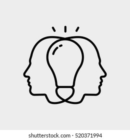 Brainstorm Creative Collective Thinking Idea Man User Minimalistic Flat Line Outline Stroke Icon Pictogram Symbol