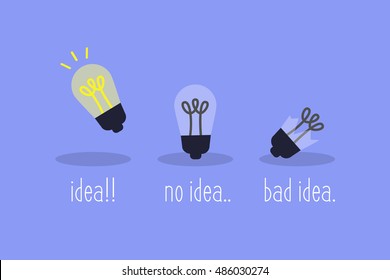 Brainstorm Creative Concept: Good And Bad Ideas / Flat Vector Illustration