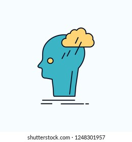 Brainstorm, creative, head, idea, thinking Flat Icon. green and Yellow sign and symbols for website and Mobile appliation. vector illustration