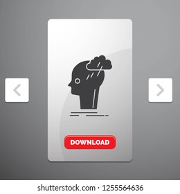 Brainstorm, creative, head, idea, thinking Glyph Icon in Carousal Pagination Slider Design & Red Download Button
