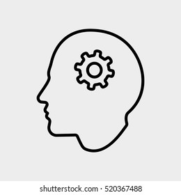 Brainstorm Creative Thinking Idea Man User Minimalistic Flat Line Outline Stroke Icon Pictogram Symbol