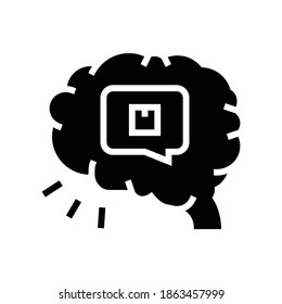 diseño de tormentas de ideas del vector de iconos de glifo de caja. diseño de la tormenta de ideas del signo de la caja. símbolo de contorno aislado ilustración negra