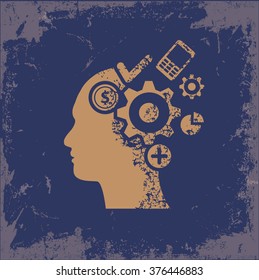Brainstorm design on old paper background,vector