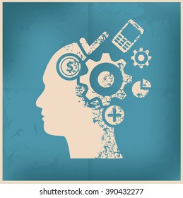 Brainstorm design on old paper background,vector