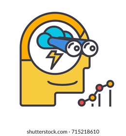 Brainstorm, forecast, vision flat line illustration, concept vector isolated icon 
