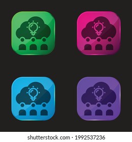 Brainstorm four color glass button icon