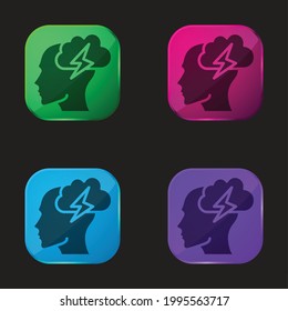 Brainstorm four color glass button icon