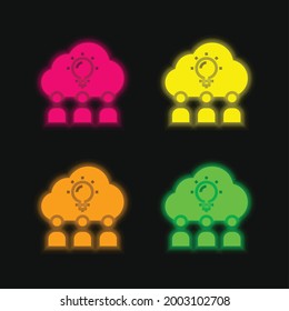 Brainstorm vier Farbe leuchtende Neonvektorsymbol