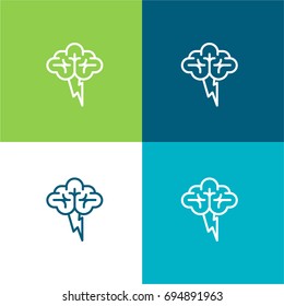 Brainstorm green and blue material color minimal icon or logo design