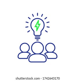 Brainstorm, Group Creativity Line Icon