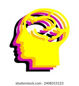 Brainstorm. Human head and brain for creative idea, thinking, brainstorming. Vector illustration