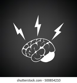Brainstorm  icon. Black background with white. Vector illustration.