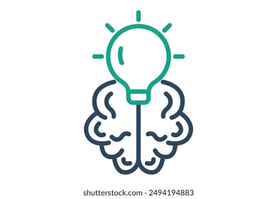 Brainstorm icon. brain with lightbulb. icon related to idea, inspire. line icon style. business elements vector illustration