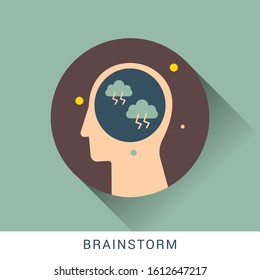 Brainstorm icon concept with human head